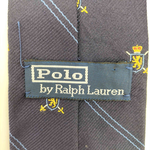 ポロバイラルフローレン Polo by RALPH LAUREN クレスト 総柄 ストライプ シルクネクタイ メンズ