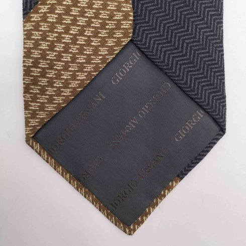 ジョルジオアルマーニ Giorgio Armani 切替 ヘリンボーン シルクネクタイ メンズ