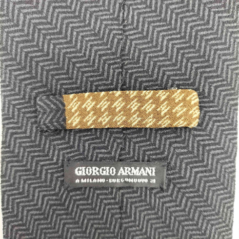 ジョルジオアルマーニ Giorgio Armani 切替 ヘリンボーン シルクネクタイ メンズ