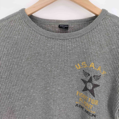 アヴィレックス AVIREX 両面プリント ワッフル L/S カットソー ロンT メンズ import:M