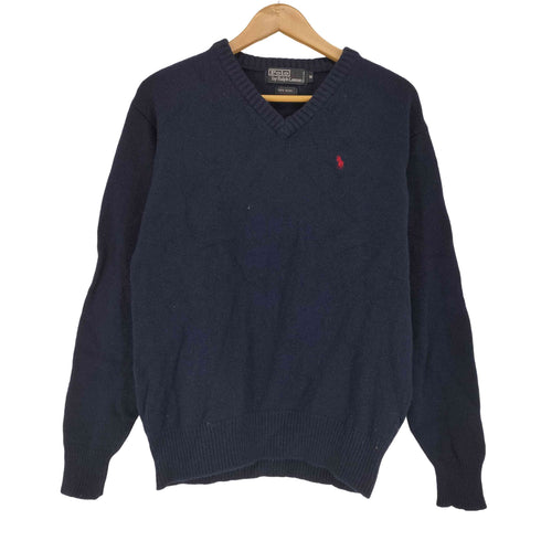 ポロバイラルフローレン Polo by RALPH LAUREN ポニー刺繍 Vネックウールセーター メンズ M
