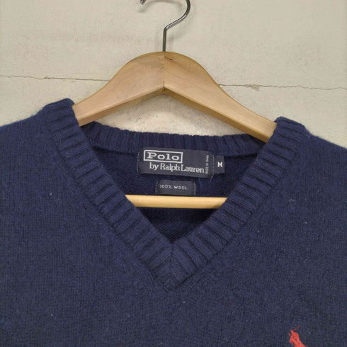 ポロバイラルフローレン Polo by RALPH LAUREN ポニー刺繍 Vネックウールセーター メンズ M