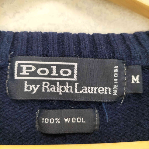 ポロバイラルフローレン Polo by RALPH LAUREN ポニー刺繍 Vネックウールセーター メンズ M