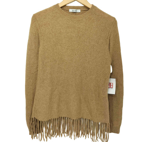 マックスマーラ MAX MARA ウールキャメル フリンジ ニットセーター レディース import:S