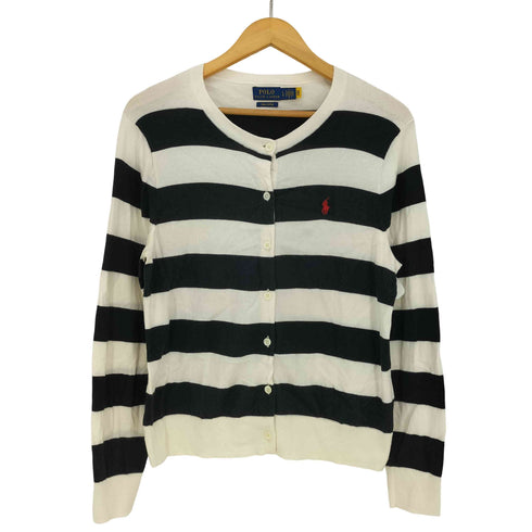 ポロラルフローレン POLO RALPH LAUREN 現行タグ PIMA COTTON ポニー刺繍 ボーダー クルーネック カーディガン レディース import:L
