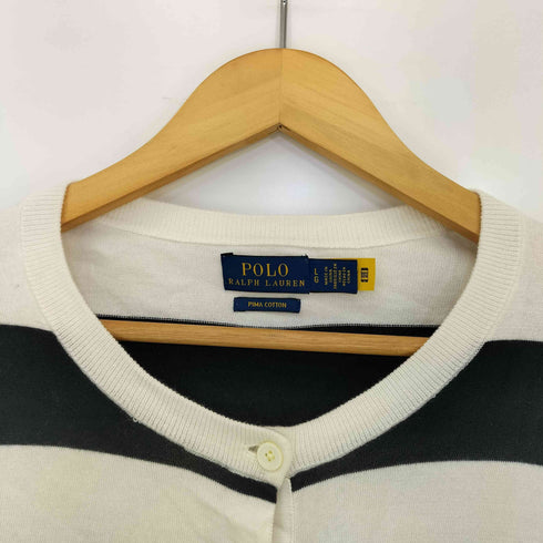 ポロラルフローレン POLO RALPH LAUREN 現行タグ PIMA COTTON ポニー刺繍 ボーダー クルーネック カーディガン レディース import:L