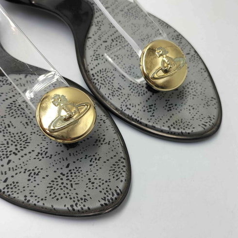 ヴィヴィアンウエストウッド アングロマニア Vivienne Westwood ANGLOMANIA エンボス オーブ ボタン装飾 ラバーストラップ サンダル レディース JPN:23.5