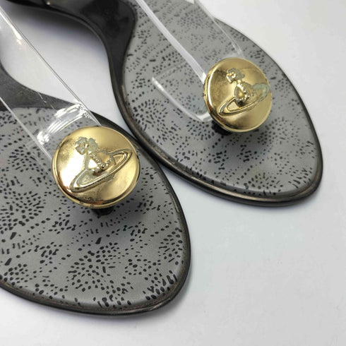 ヴィヴィアンウエストウッド アングロマニア Vivienne Westwood ANGLOMANIA エンボス オーブ ボタン装飾 ラバーストラップ サンダル レディース JPN:23.5