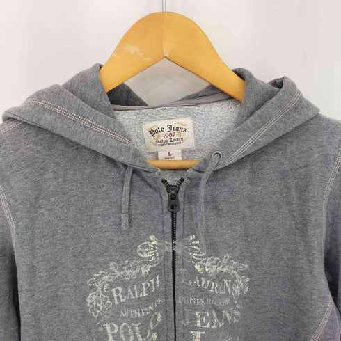 ポロジーンズカンパニーラルフローレン POLO JEANS COMPANY RALPH LAUREN ロゴプリント ジップアップパーカー Y2K レディース import:L