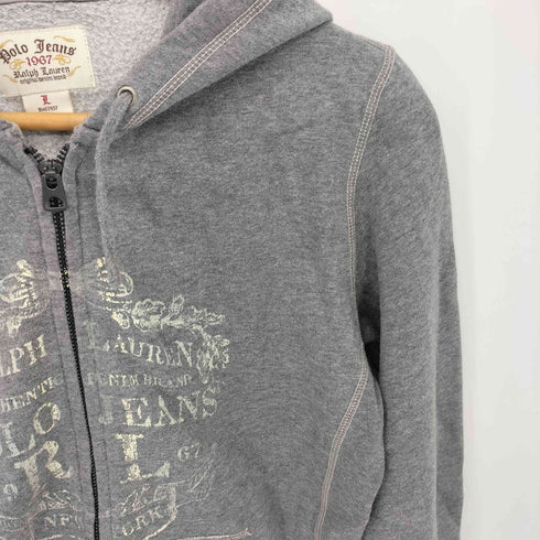 ポロジーンズカンパニーラルフローレン POLO JEANS COMPANY RALPH LAUREN ロゴプリント ジップアップパーカー Y2K レディース import:L