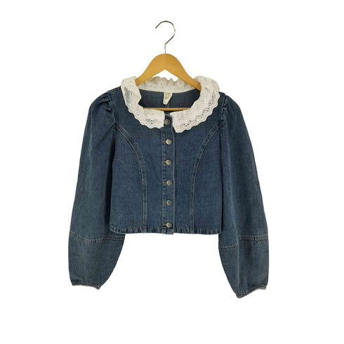 Ba Lei Nv Zhuang 襟レース デニムジャケット レディース import:M