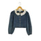 Ba Lei Nv Zhuang 襟レース デニムジャケット レディース import:M