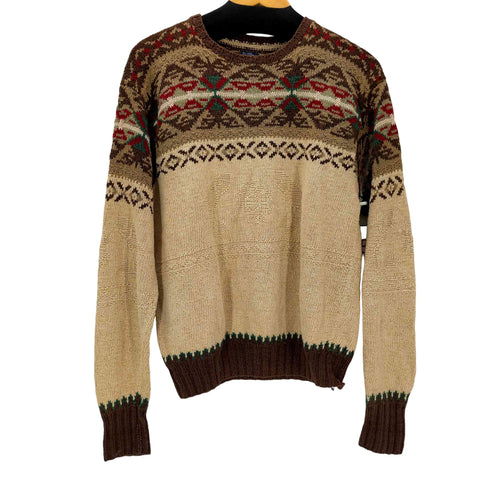 ポロバイラルフローレン Polo by RALPH LAUREN 90S ナイガイ期 総柄 リネン コットン シルク ハンド フェアアイル ニット セーター メンズ