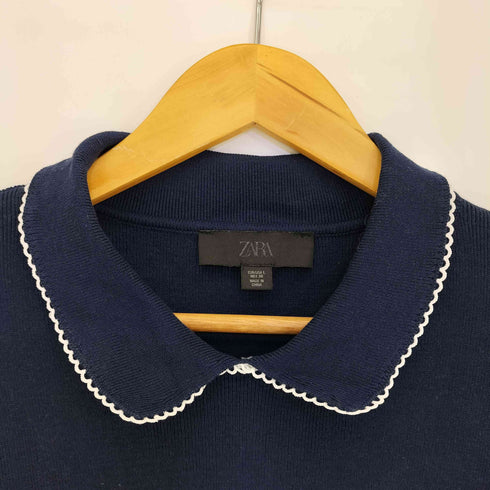 ザラ ZARA ショートスリーブセーター コントラストトリム レディース import:L