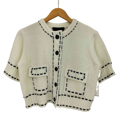 ザラ ZARA ステッチ入りショートスリーブニットジャケット レディース import:L