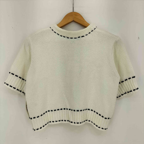ザラ ZARA ステッチ入りショートスリーブニットジャケット レディース import:L