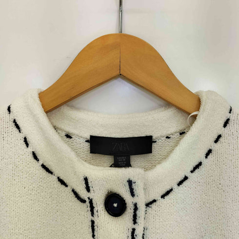 ザラ ZARA ステッチ入りショートスリーブニットジャケット レディース import:L