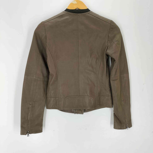 LE VERSEAU PELLE LEATHER レザーノーカラージャケット レディース 38