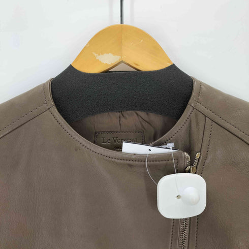 LE VERSEAU PELLE LEATHER レザーノーカラージャケット レディース 38