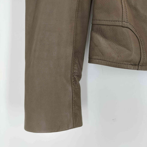 LE VERSEAU PELLE LEATHER レザーノーカラージャケット レディース 38