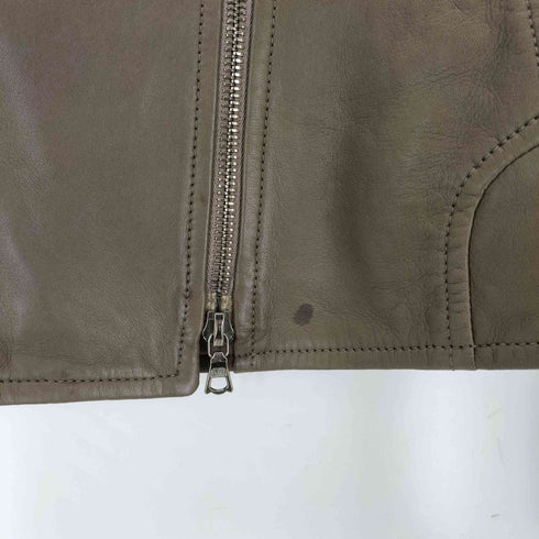 LE VERSEAU PELLE LEATHER レザーノーカラージャケット レディース 38