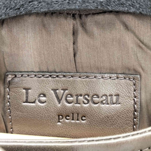 LE VERSEAU PELLE LEATHER レザーノーカラージャケット レディース 38