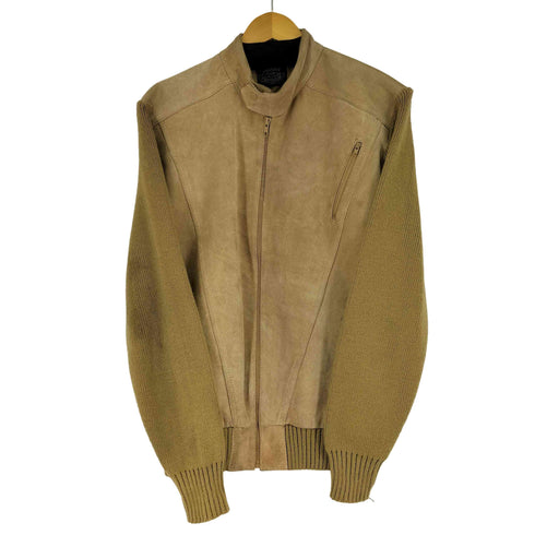 SWEATER EMPORIUM 90S ニット切り替え ドッキング スエード ジップアップレザージャケット メンズ import:L