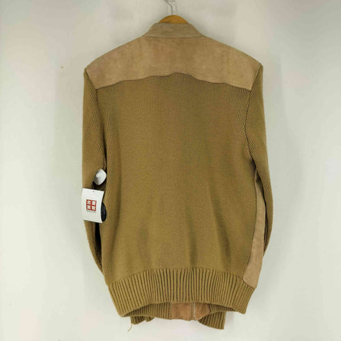 SWEATER EMPORIUM 90S ニット切り替え ドッキング スエード ジップアップレザージャケット メンズ import:L