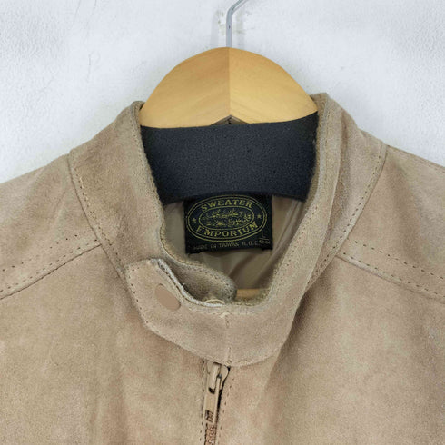 SWEATER EMPORIUM 90S ニット切り替え ドッキング スエード ジップアップレザージャケット メンズ import:L