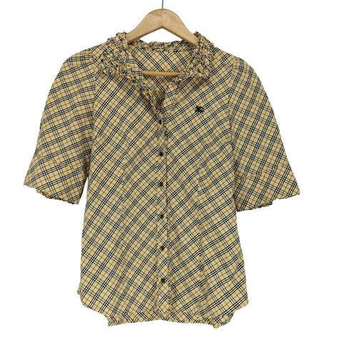 バーバリーブルーレーベル BURBERRY BLUE LABEL ホース刺繍チェック柄S/S シャツ レディース 38