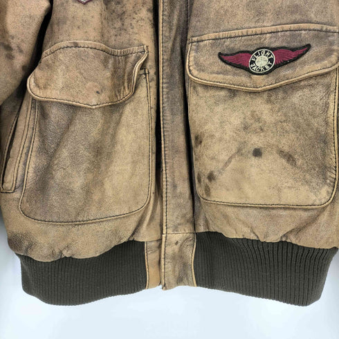ユーエスアーミー U.S. ARMY GENUINE LEATHER A-2 ワッペンレザーフライトジャケット メンズ L