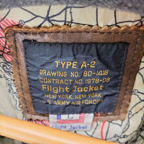 ユーエスアーミー U.S. ARMY GENUINE LEATHER A-2 ワッペンレザーフライトジャケット メンズ L