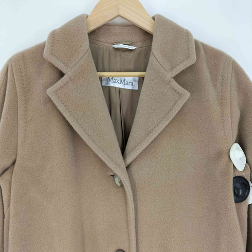 マックスマーラ MAX MARA 白タグ イタリア製 カシミヤ ブレンド 3B ウール チェスター コート レディース EUR:38