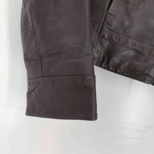 シスレー SISLEY REAL LEATHER ステッチラインレザージャケット レディース 38
