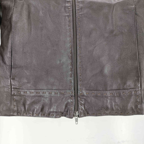 シスレー SISLEY REAL LEATHER ステッチラインレザージャケット レディース 38