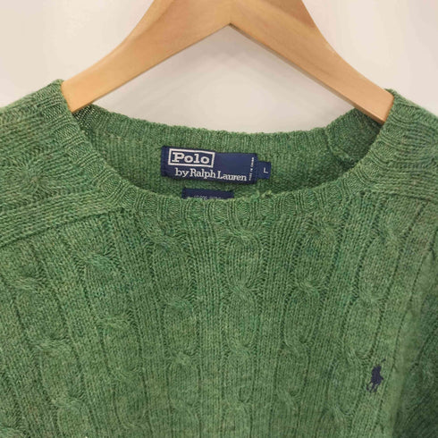 ポロバイラルフローレン Polo by RALPH LAUREN ワンポイントポニー刺繍 クルーネック ウールニットセーター メンズ L