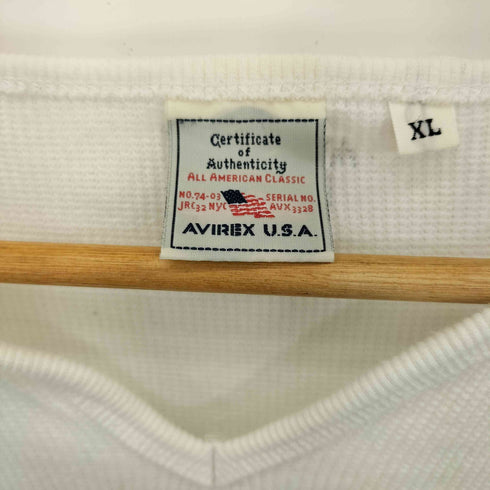 アヴィレックス AVIREX Vネック ワッフル 長袖 Tシャツ メンズ import:XL