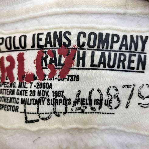 ポロジーンズ RL POLO JEANS CO. ロゴ プリント ワッペン プルオーバーパーカー 短丈 メンズ import:M