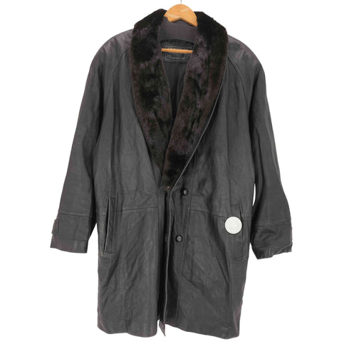 KAB BU CLOTHING ファー付き レザーコート メンズ
