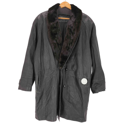 KAB BU CLOTHING ファー付き レザーコート メンズ