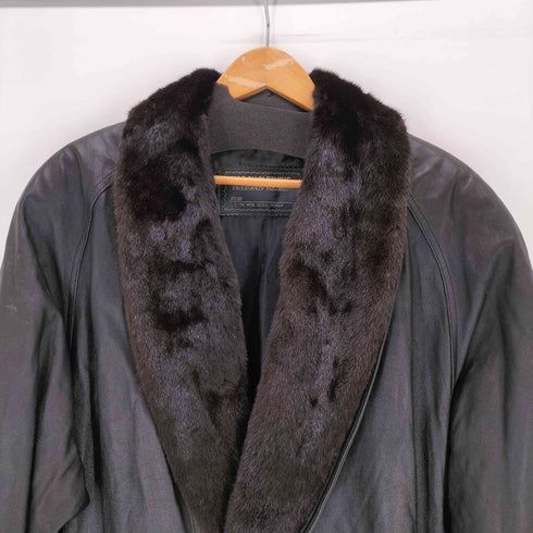 KAB BU CLOTHING ファー付き レザーコート メンズ