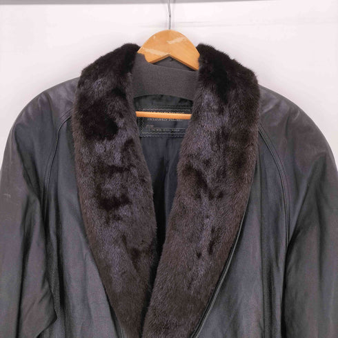 KAB BU CLOTHING ファー付き レザーコート メンズ