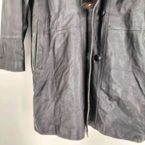 KAB BU CLOTHING ファー付き レザーコート メンズ