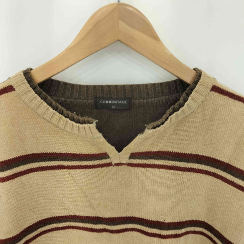 COMMONTAGE レイヤードデザイン コットン アクリルニットセーター メンズ M