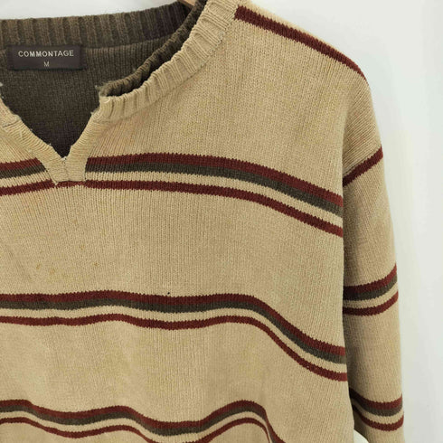 COMMONTAGE レイヤードデザイン コットン アクリルニットセーター メンズ M