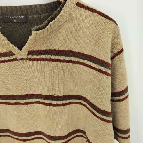 COMMONTAGE レイヤードデザイン コットン アクリルニットセーター メンズ M