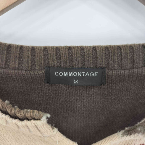 COMMONTAGE レイヤードデザイン コットン アクリルニットセーター メンズ M