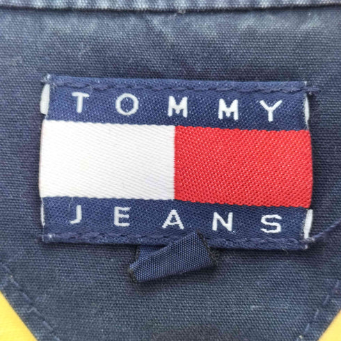 トミージーンズ tommy jeans 90s バックロゴ ラインテープ サイドジップ コットン シャツジャケット メンズ import:L