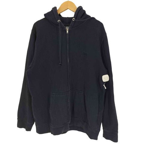 ステューシー Stussy 90-00S ストックロゴ刺繍 裏起毛 ドローコード ジップアップ パーカー フーディー メンズ import:XL