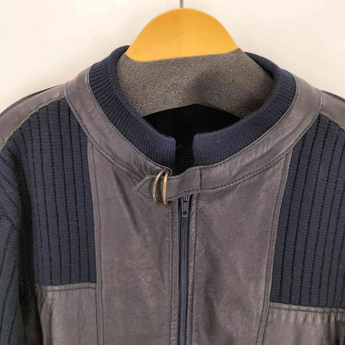 REAL LEATHER OPTIジッパー レザードッキングニットジャケット メンズ 44